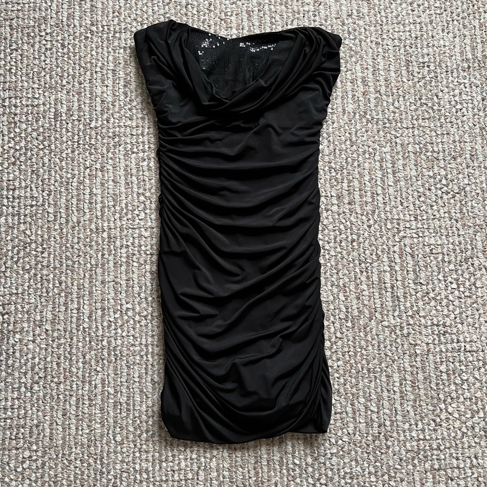 Forever 21 Black Strapless Sequin Mini Dress Small S
